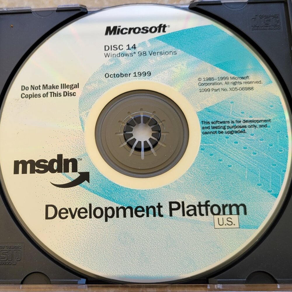 Vintage - Microsoft Windows 98 Versions, 1999